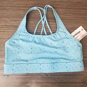 Women's Pride Adult Humankind Swim Top Sports Bra Blue Sprinkles Blue Sz S NWT